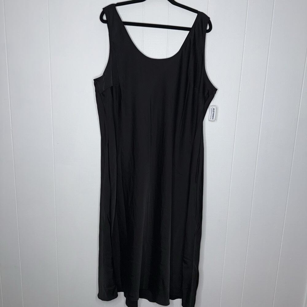 Old Navy Women’s Sleeveless Satin Midi Dress Black Size 2X NWT